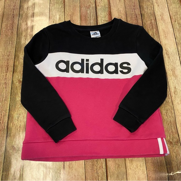 Adidas Kids' Black and Pink Sweatshirt | Size Large (14) - Picture 1 of 7